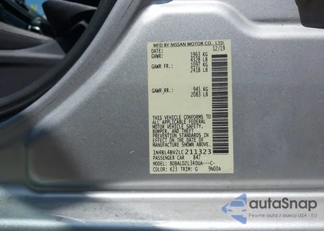 2020 Nissan Altima S Fwd из США, поврежденный, VIN 1N4BL4BV2LC211323